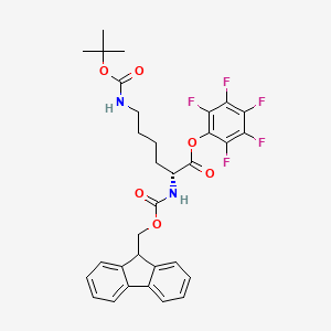 Chemical structure of Fmoc-D-Lys(Boc)-OPfp