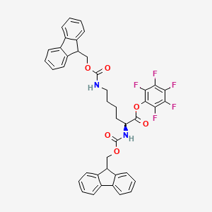 Chemical structure of Fmoc-Lys(Fmoc)-OPfp