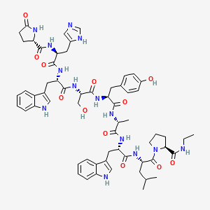 Chemical structure of (Des-Gly¹⁰,D-Ala⁶,Pro-NHEt⁹)-LHRH (salmon)