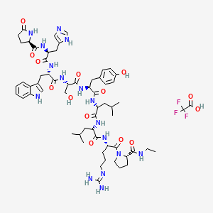 Chemical structure of (Des-Gly¹⁰,D-Pyr¹,D-Leu⁶,Pro-NHEt⁹)-LHRH