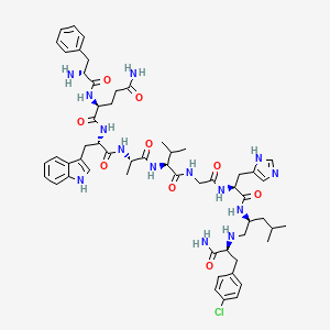 Chemical structure of (D-Phe⁶,Leu¹³-psi(CH₂NH)p-chloro-Phe¹⁴)-Bombesin (6-14)