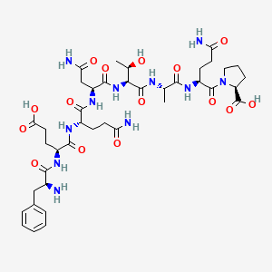 Chemical structure of H-Phe-glu-gln-asn-thr-ala-gln-pro-OH