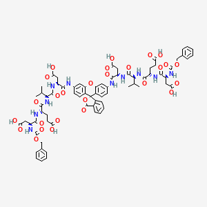 Chemical structure of (Z-Asp-Glu-Val-Asp)₂-Rhodamine 110