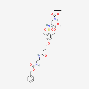Chemical structure of [2,6-Dimethyl-4-(3-[2-(Z-amino)-ethylcarbamoyl]-propoxy)-benzenesulfonyl]-Dap(Boc)-OMe