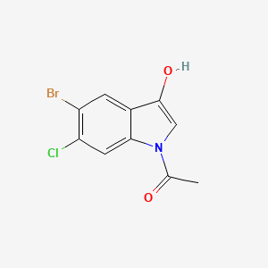 Chemical structure of 1-Acetyl-5-bromo-6-chloro-1H-indol-3-ol