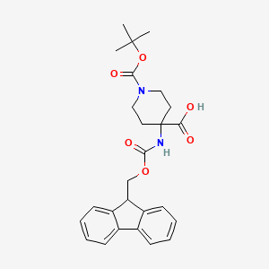 Chemical structure of 1-Boc-4-(Fmoc-amino)-piperidine-4-carboxylic acid