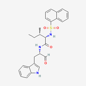 Chemical structure of 1-Naphthalenylsulfonyl-Ile-Trp-aldehyde