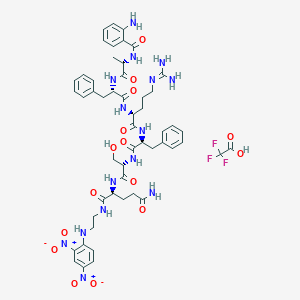 Chemical structure of Abz-Ala-Phe-Arg-Phe-Ser-Gln-EDDnp