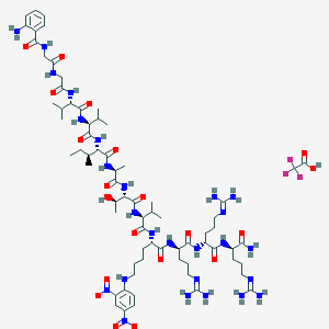 Chemical structure of Abz-Amyloid β/A4 Protein Precursor₇₇₀ (708-715)-Lys(Dnp)-D-Arg-D-Arg-D-Arg amide