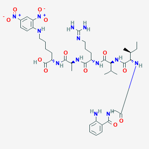 Chemical structure of Abz-Gly-Ile-Val-Arg-Ala-Lys(Dnp)-OH