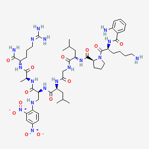 Chemical structure of Abz-Lys-Pro-Leu-Gly-Leu-Dap(Dnp)-Ala-Arg-NH₂