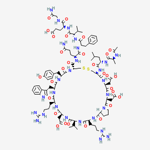 Chemical structure of Ac-Ala-Leu-Cys-Asp-Asp-Pro-Arg-Val-Asp-Arg-Trp-Tyr-Cys-Gln-Phe-Val-Glu-Gly-NH₂