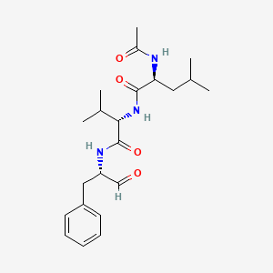 Chemical structure of Ac-Leu-Val-Phe-aldehyde
