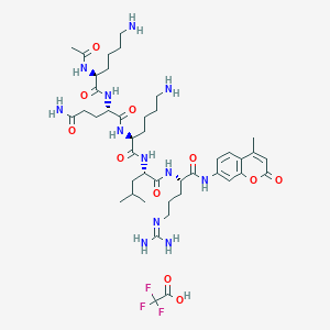 Chemical structure of Ac-Lys-Gln-Lys-Leu-Arg-AMC
