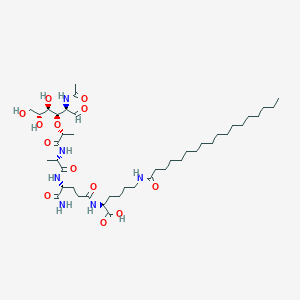 Chemical structure of Ac-muramyl-Ala-D-Glu(Lys(stearoyl)-OH)-NH₂