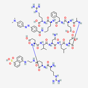 Chemical structure of Arg-Glu(EDANS)-(Asn⁶⁷⁰,Leu⁶⁷¹)-Amyloid β/A4 Protein Precursor₇₇₀ (668-675)-Lys(DABCYL)-Arg