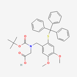 Chemical structure of Boc-(Dmmb(Trt))Gly-OH