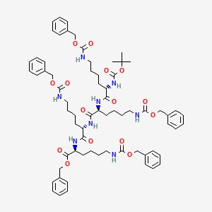 Chemical structure of Boc-Lys(Z)-Lys(Z)-Lys(Z)-Lys(Z)-OBzl