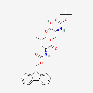 Chemical structure of Boc-Ser(Leu-Fmoc)-OH