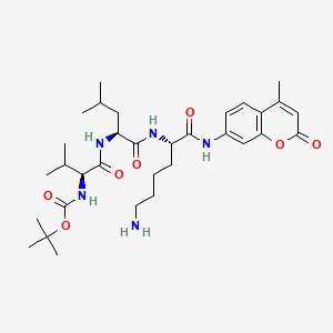 Chemical structure of Boc-Val-Leu-Lys-AMC