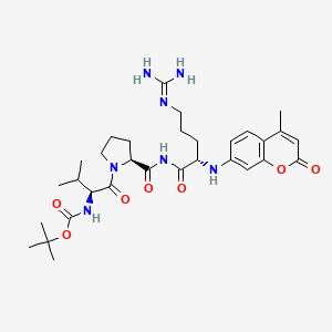 Chemical structure of Boc-Val-Pro-Arg-AMC