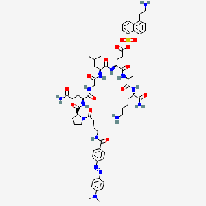 Chemical structure of DABCYL-γ-Abu-Pro-Gln-Gly-Leu-Glu(EDANS)-Ala-Lys-NH₂