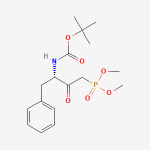 Chemical structure of Dimethyl((3S)-4-phenyl-3-(Boc-amino)-2-oxobutyl)phosphonate