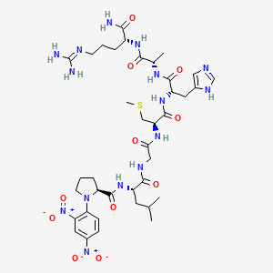 Chemical structure of Dnp-Pro-Leu-Gly-Cys(Me)-His-Ala-D-Arg-NH₂