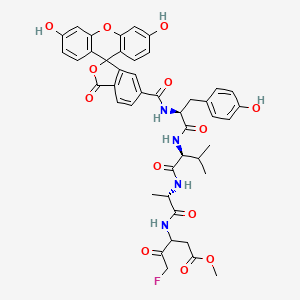 Chemical structure of Fluorescein-6-carbonyl-Tyr-Val-Ala-DL-Asp(OMe)-fluoromethylketone