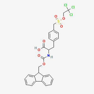 Chemical structure of Fmoc-4-sulfomethyl-Phe(Tce)-OH