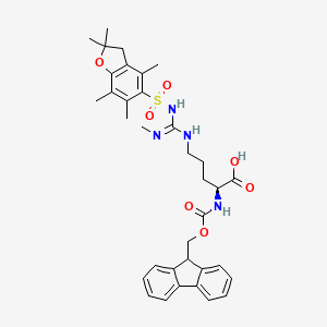 Chemical structure of Fmoc-Arg(Me,pbf)-OH