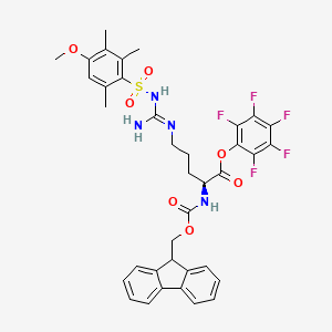 Chemical structure of Fmoc-Arg(Mtr)-OPfp