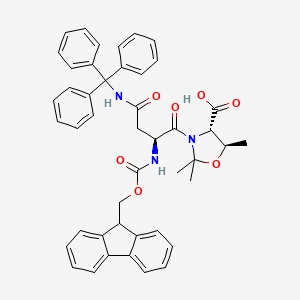 Chemical structure of Fmoc-Asn(Trt)-Thr(Psime,Mepro)-OH