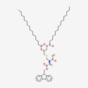 Chemical structure of Fmoc-Cys((R)-2,3-di(palmitoyloxy)-propyl)-OH