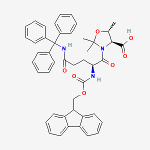 Chemical structure of Fmoc-Gln(Trt)-Thr(Psi(Me,Me)pro)-OH