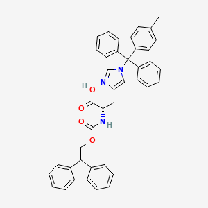 Chemical structure of Fmoc-His(Mtt)-OH
