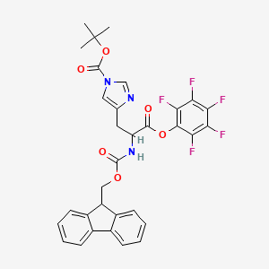 Chemical structure of Fmoc-His(Boc)-OPfp