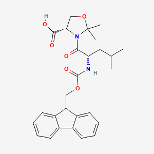 Chemical structure of Fmoc-Leu-Ser(Psi(Me,Me)pro)-OH