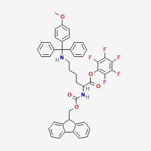 Chemical structure of Fmoc-Lys(Mmt)-OPfp