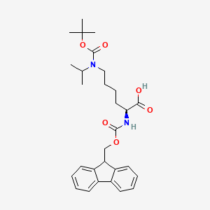 Chemical structure of Fmoc-Lys(Boc)(isopropyl)-OH
