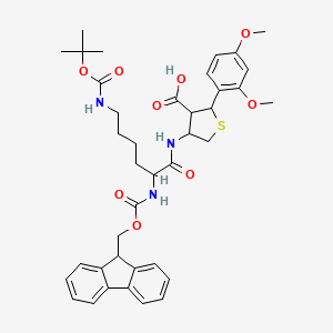 Chemical structure of Fmoc-Lys(Boc)-Cys(Psi(Dmp,H)pro)-OH