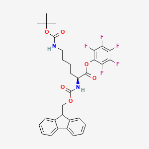 Chemical structure of Fmoc-Lys(Boc)-OPfp