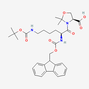 Chemical structure of Fmoc-Lys(Boc)-Ser(Psi(Me,Me)pro)-OH