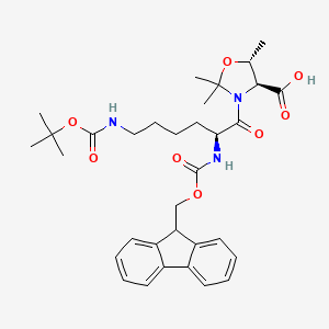 Chemical structure of Fmoc-Lys(Boc)-Thr(Psime,Mepro)-OH