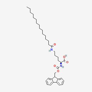 Chemical structure of Fmoc-Lys(palmitoyl)-OH