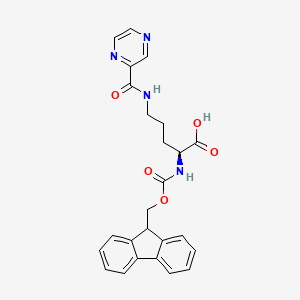 Chemical structure of Fmoc-Orn(Pyrazic)-OH