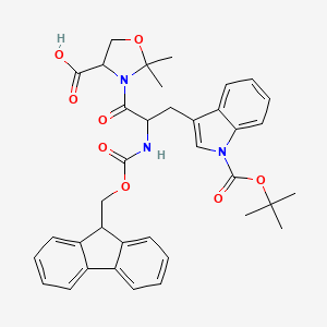 Chemical structure of Fmoc-Trp(Boc)-Ser(Psi(Me,Me)pro)-OH