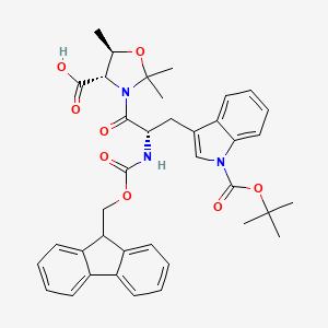 Chemical structure of Fmoc-Trp(Boc)-Thr(Psi(Me,Me)pro)-OH