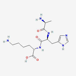 Chemical structure of H-Ala-His-Lys-OH
