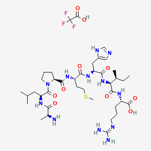 Chemical structure of H-Ala-Leu-Pro-Met-His-Ile-Arg-OH